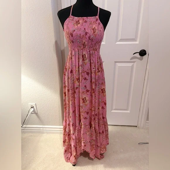 Free People Heat Wave Printed Pink Maxi Floral Dress Size XS - Picture 2 of 9